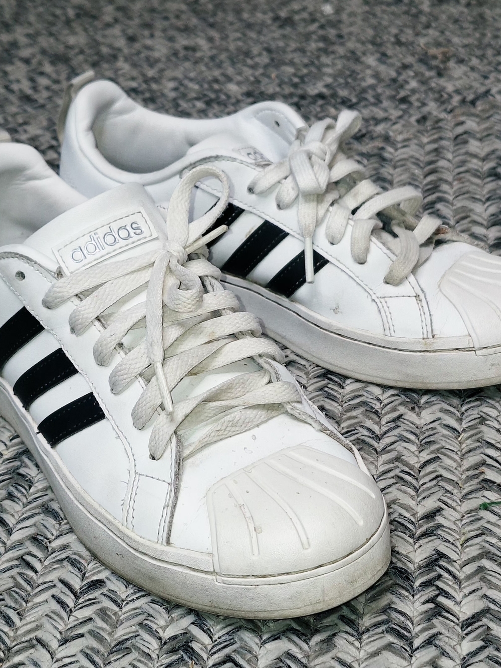 Adidas White Sneakers with Black Stripes Size US 7